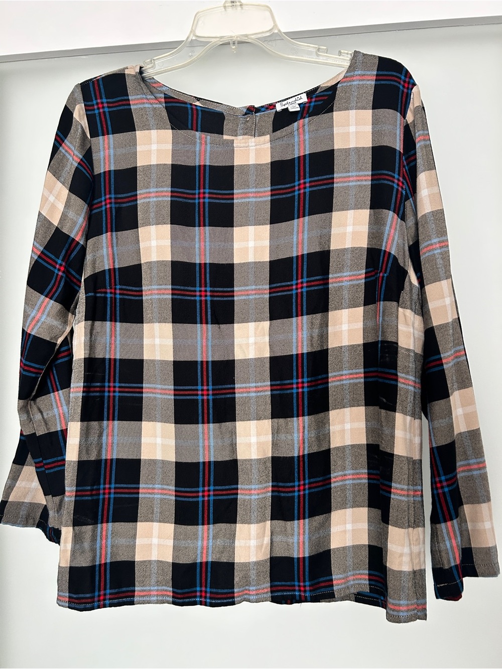 Splendid plaid long sleeve blouse top large